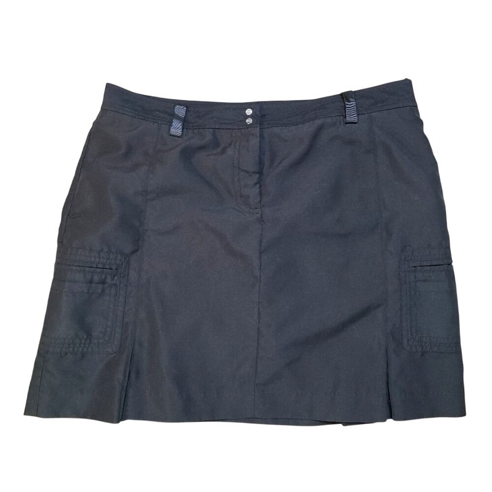 Izod Performx Pleated Mini Skort Women 10 Black Stretch Golf Pocket Active Skirt